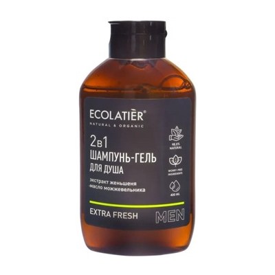 ECOLATIER Мужской Шампунь и гель для душа 2 в 1 Extra Energy 400 мл 831104