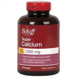 Schiff, Super Calcium, 1200 мг, 120 мягких желатиновых капсул