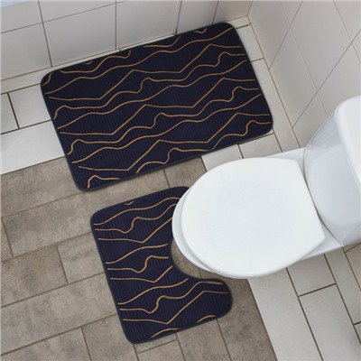 Набор ковриков для ванной и туалета Доляна «Lightning», 2 шт, 40×50 см, 50×80 см