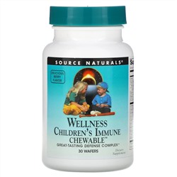 Source Naturals, Детские жевательные пастилки для поддержки иммунитета Wellness, со вкусом ягод, 30 пастилок