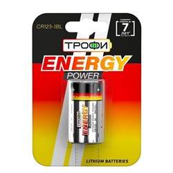 Батарейка 123A Трофи CR123A ENERGY POWER Lithium (1-BL) (10/100)