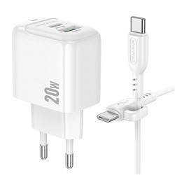 Адаптер Сетевой с кабелем Borofone BAS44A Potential USB/Type-C 3A/20W (Type-C/Type-C) (белый)