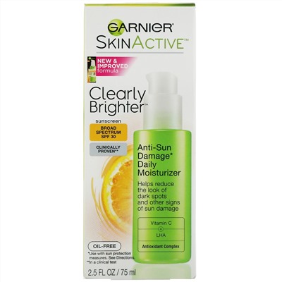 Garnier, SkinActive, Clearly Brighter, Anti-Sun Damage Daily Moisturizer, SPF 30, 2.5 fl oz (75 ml)