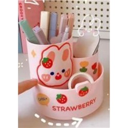 Подставка для пишущих принадлежностей "KIDS STICKERS" 160х105х115 мм 3 отделения вращающаяся розовая с наклейками LXKDOST-PK LOREX