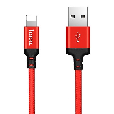 Кабель USB - Apple lightning Hoco X14 Times Speed (повр. уп)  100см 2A  (red/black)