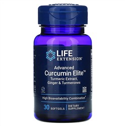 Life Extension, Advanced Curcumin Elite, экстракт куркумы, имбирь и турмероны, 30 мягких таблеток