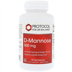 Protocol for Life Balance, D-Манноза, 500 мг , 90 вегетарианских капсул