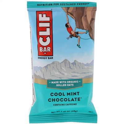 Clif Bar, Energy Bar, прохладный мятный шоколад, 12 батончиков, 68 г (2,40 унции) каждый