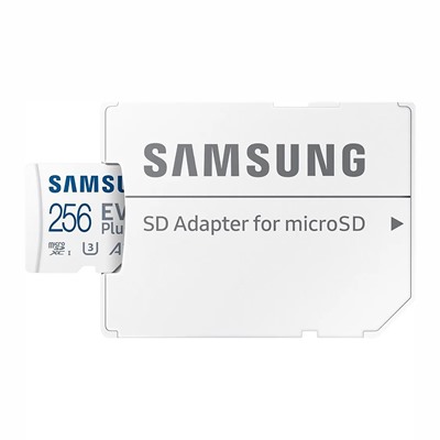 Карта флэш-памяти MicroSD 256 Гб Samsung +SD адаптер (class 10) UHS-1 U3+ Evo Plus (до130 MB/s)