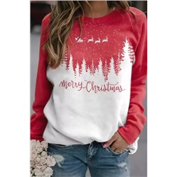 Красно-белый пуловер с рождественским принтом