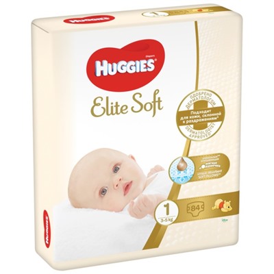 Подгузники "Huggies" Elite Soft 1, 3-5кг, 84 шт