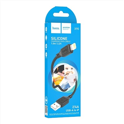 Кабель USB - Apple lightning Hoco X90 Cool  100см 2,4A  (black)