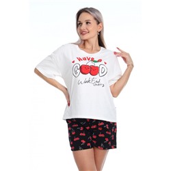 Пижама с шортами Очарование 0к-056к (Белый/красный)