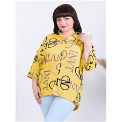 Рубашка женская желтая с принтом больших размеров