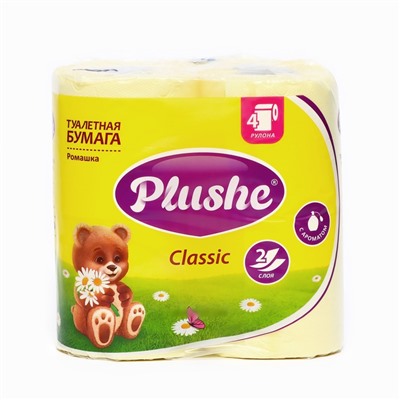 Туалетная бумага Plushe Classic «Ромашка» , 2 слоя, 4 рулона