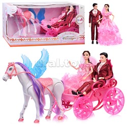 Карета с лошадью и набором кукол, в коробке