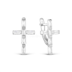 Серьги кресты из серебра с фианитами родированные 925 пробы 521-10-546р