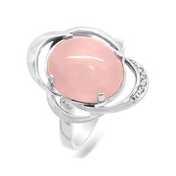 Кольцо из серебра розовый кварц, СПН4010