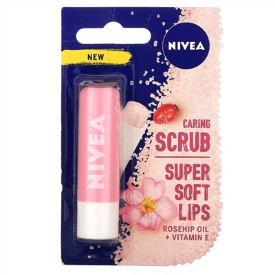 Nivea, Caring Scrub Super Soft Lips, Rosehip Oil + Vitamin E, 0.17 oz (4.8 g)