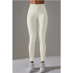 White Solid Color High Waist Butt Lifting Active Leggings