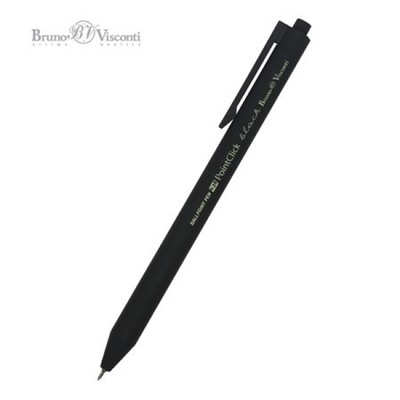 Ручка автоматическая шариковая 0.38мм "PointClick.BLACK" синяя 20-0378 Bruno Visconti