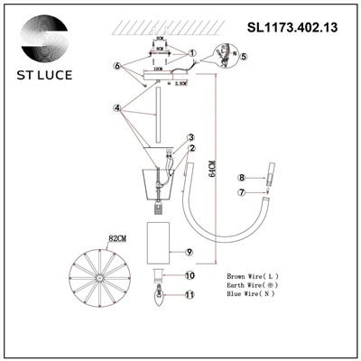 SL1173.402.13 Люстра потолочная ST-Luce Черный/Черный G4/E27 12+1*5+60W