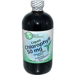 World Organic, Жидкий хлорофилл, натуральная мята, 50 мг, 16 жидких унций (474 мл)