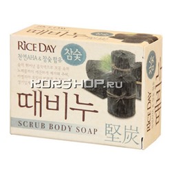 Мыло-скраб для тела с древесным углём Rice Day CJ Lion, Корея, 100 г Акция