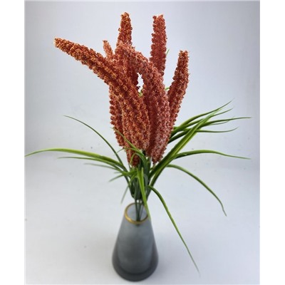 Декоративное растение Пырей, цвет оранжевый, 50 см, 7 голов