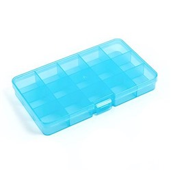 Коробка для швейных принадлежностей 17.7х10.2см 15 ячеек ОМ-042 голубой/прозрачный
