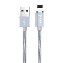 Кабель USB - Apple lightning Hoco U40A магнитный (повр. уп.)  100см 2A  (metal grey)