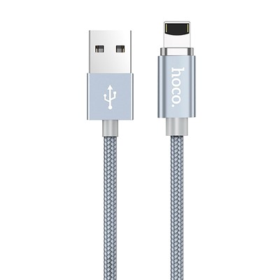 Кабель USB - Apple lightning Hoco U40A магнитный (повр. уп.)  100см 2A  (metal grey)