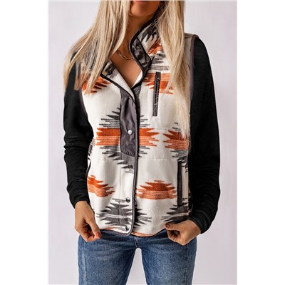 Multicolor Fuzzy Aztec Western Fashion Vest Jacket