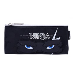 Пенал "Ninja" 21,5x9x1 см, плоский для 35 предметов, на молнии, антивандальная искусственная кожа до -40C, аппликация из каучука, с подкладом