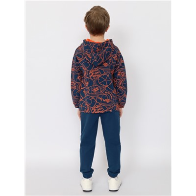 Костюм для мальчика (толстовка, брюки) Индиго-Оранжевый