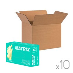Перчатки латексные Matrix Soft Latex бежевые, размер L, 100 шт., короб 10 уп.