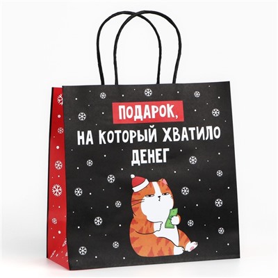 Пакет подарочный новогодний «Подарок», 22 х 22 х 11 см , Новый год