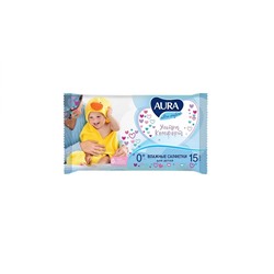Aura Влажные салфетки 15шт Ultra comfort для детей