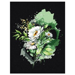 Картина по номерам на черном холсте «Цветы», 30 × 40 см