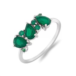 Кольцо, зеленый агат , наноизумруд, Эвиана