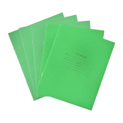 Комплект тетрадей из 10 штук (5 в клетку, 3 в косую линию, 2 в линию), 12 листов КПК "Зелёная обложка", блок офсет
