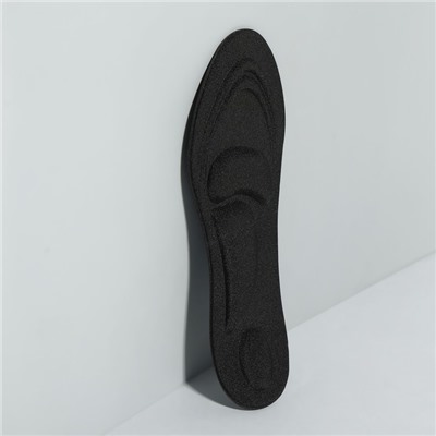 Стельки для обуви, универсальные, амортизирующие, р-р RU до 43 (р-р Пр-ля до 46), 27,5 см, пара, цвет чёрный