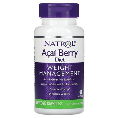 Natrol, Acai Berry Diet, для коррекции веса, 60 вегетарианских капсул