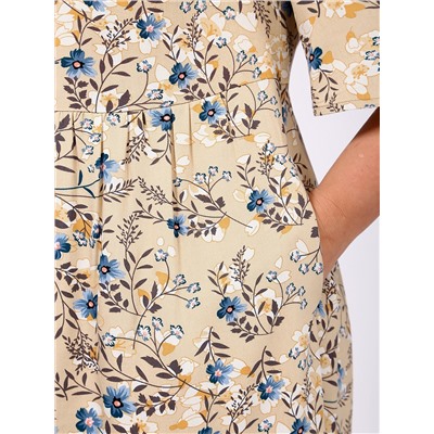 Платье-рубашка из вискозы с цветочным принтом