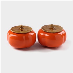 Банки для хранения сыпучих продуктов Persimmon, 2 предмета: 175 мл, 12×8,5 см, керамические, цвет оранжевый