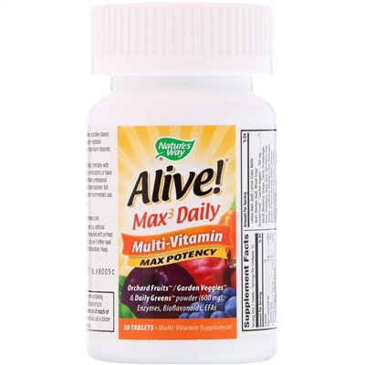 Nature's Way, Alive! Max3 Daily, Multi-Vitamin, 30 Tablets