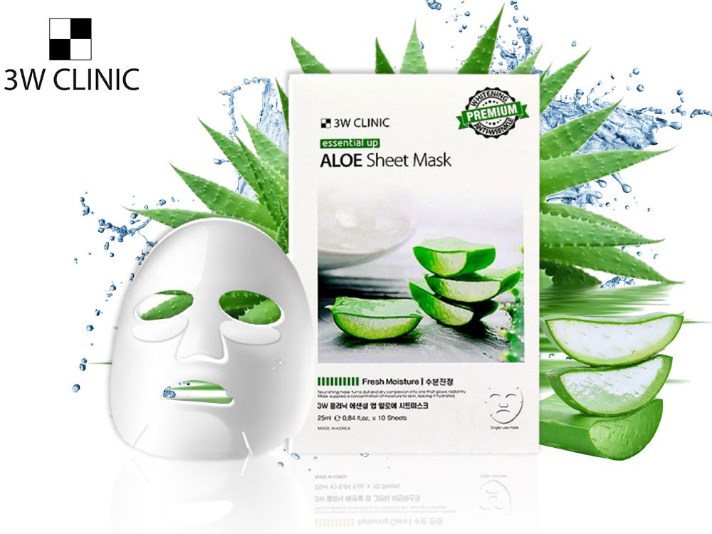 Корейская маска алоэ. 3w Clinic Essential up Aloe Sheet Mask. 3w маска тканевая с экстрактом алоэ Essential up Aloe Sheet Mask, 25ml. Тканевые маски 3w Clinic. Тканевая маска 3w Clinic для лица с алоэ.