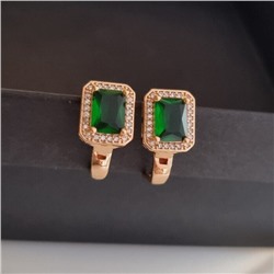 Серьги ювелирная бижутерия коллекция "Дубай" позолота, цвет камня: зеленый, 08602, арт.001.472