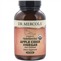 Dr. Mercola, Органические ферментированные яблочный уксус и кайенский перец, 90 таблеток