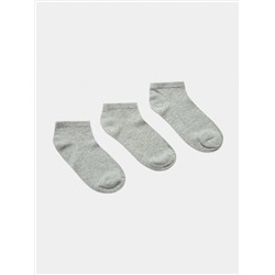 Набор из трех пар коротких однотонных носков Светло-серый меланж